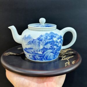 Ấm trà sứ cảnh đức cao cấp vẽ tay sơn thủy thủ công đẹp pha trà ngon 240ml.