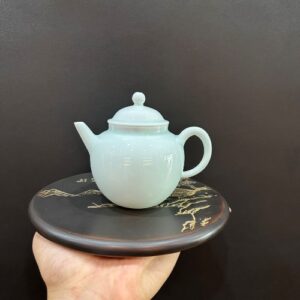 Ấm trà sứ cảnh đức men lam cỡ nhỏ pha trà đẹp 200ml dáng thủy bình