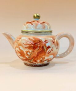 Ấm trà sứ phấn thái cảnh đức cao cấp phàn hồng thái vẽ kỳ lân đẹp AS61.