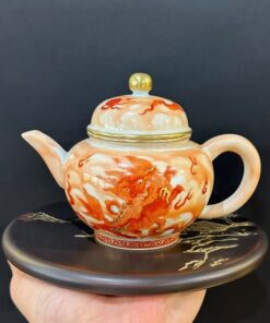 Ấm trà sứ phấn thái cảnh đức cao cấp phàn hồng thái vẽ kỳ lân đẹp AS61