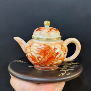 Ấm trà sứ phấn thái cảnh đức cao cấp phàn hồng thái vẽ kỳ lân đẹp AS61