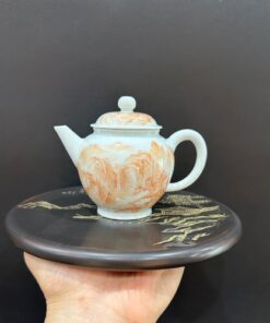 Ấm trà sứ phấn thái cảnh đức trấn vẽ tay sơn thủy cao cấp đẹp 180ml AS60