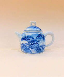 Ấm trà sứ cảnh đức vẽ tay cao cấp họa sơn thủy dáng tần quyền 220ml đẹp AS42