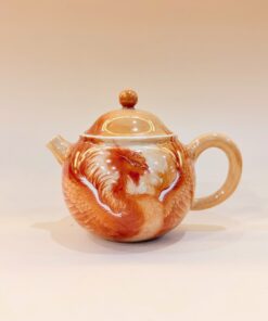 Ấm sứ phấn thái cảnh đức phàn hồng thái vẽ phượng hoàng lửa đẹp 220ml AS62