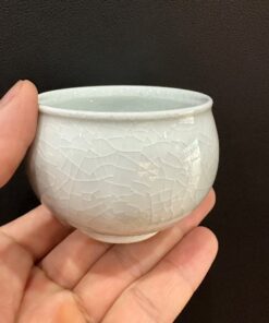 Chén trà quân diêu men rạn cảnh đức cao cấp nung củi 80ml dáng miệng khum .