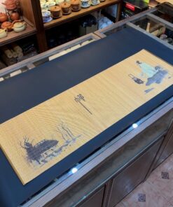 Chiếu trà tre kê ấm chén bàn trà đẹp cỡ vừa 95x30cm họa tiết thiền trà DC52.