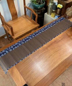 Chiếu trà tre nâu nẹp vải cao cấp đẹp dùng được hai mặt 150x30cm DC49.