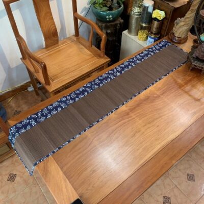 Chiếu trà tre nâu nẹp vải cao cấp đẹp dùng được hai mặt 150x30cm DC49.