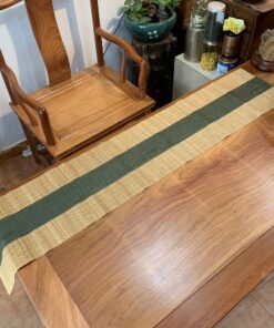 Chiếu trà tre nẹp vải trang trí bàn trà cỡ vừa đẹp 120x30cm DC50.