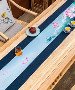 Chiếu trà vải dải bàn trà kê ấm chén cao cấp đẹp loại dài đẹp 200x40cm DC58.