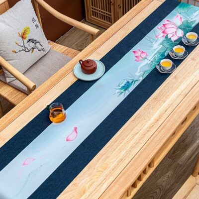 Chiếu trà vải dải bàn trà kê ấm chén cao cấp đẹp loại dài đẹp 200x40cm DC58.