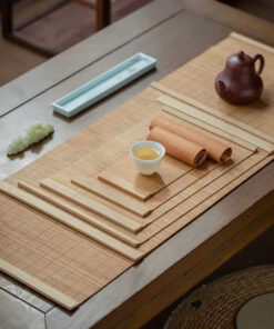 Chiếu trà tre nẹp cán hai đầu trang trí bàn trà nhiều cỡ đẹp DC51