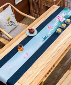 Chiếu trà vải dải bàn trà kê ấm chén cao cấp đẹp loại dài 200x40cm DC58