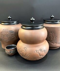 Hũ trà nê hưng nguyên khoáng nắp đậy mút hơi bảo quản trà tốt cỡ to 9x15x19cm HT66