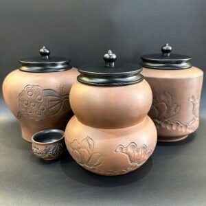 Hũ trà nê hưng nguyên khoáng nắp đậy mút hơi bảo quản trà tốt cỡ to 9x15x19cm HT66
