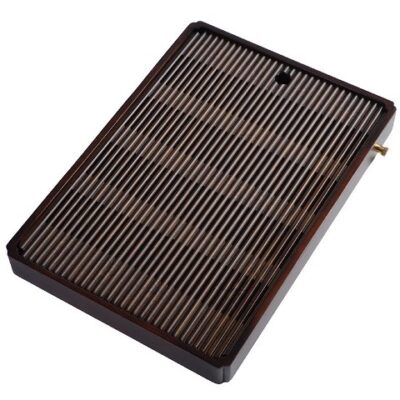 Khay trà tre đựng ấm chén dạng hộp màu gỗ 40x28cm đẹp để được một bộ đầy đủ