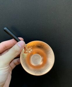 Lọc trà đồng đỏ nguyên chất dùng làm lược trà tốt cán gỗ bền đẹp LT28.