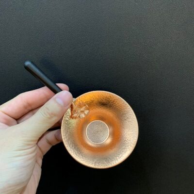 Lọc trà đồng đỏ nguyên chất dùng làm lược trà tốt cán gỗ bền đẹp LT28.