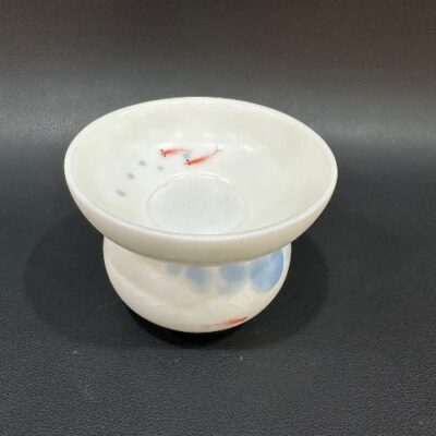 Lọc trà sứ cao cấp màng lọc sứ đục tay thủ công lược trà tốt hoa sen.