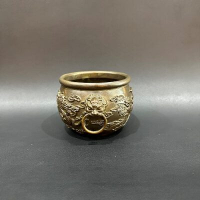 Lư xông trầm hương bằng đồng nguyên chất dáng đỉnh không chân to đẹp long phụng.