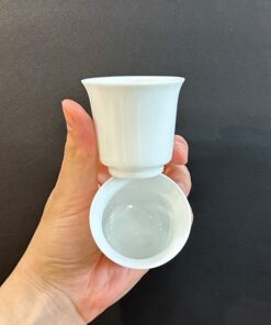 Ly trà sứ bạch định cảnh đức làm chén uống trà dáng cao đẹp 60ml thưởng hương.