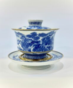 Chén khải sứ cảnh đức cao cấp vẽ tay sơn thủy tinh xảo viền vàng 280ml AS53