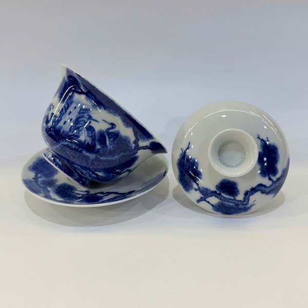 Tiềm trà sứ cảnh đức cao cấp vẽ tay lão tùng hạc pha trà ngon 150ml AS54 - Ảnh 4