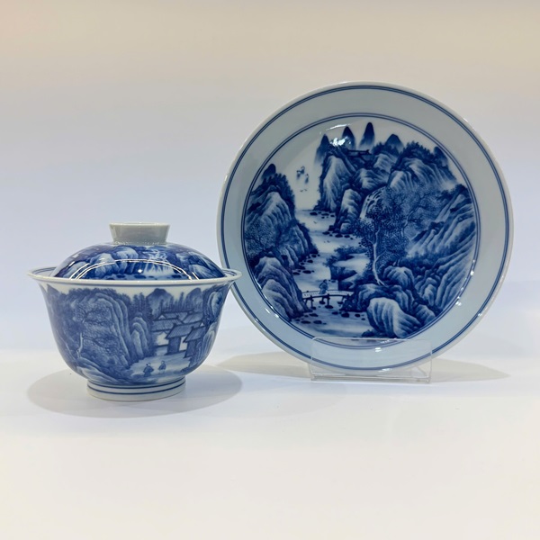 Chén khải sứ cảnh đức cao cấp làm tiềm pha trà có nắp vẽ tay AS55 - Ảnh 4