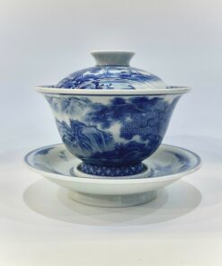 Chén khải sứ cảnh đức vẽ tay sơn thủy hữu tình thủ công đẹp 180ml AS59