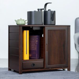 Bàn trà di động gỗ gụ cao 48cm mặt 58x30cm.