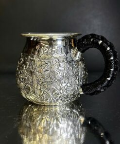 Chén tống bạc nguyên chất 999 gò tay thủ công hoa mẫu đơn đẹp CT86