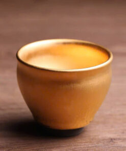 Chén kiến trản thiên mục vàng cao cấp nghệ nhân Thái Chí Cường thủ công 90ml làm ly trà chủ.