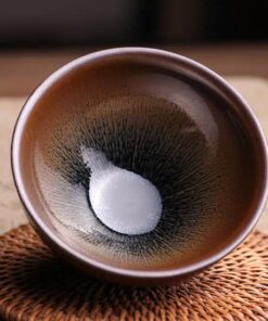 Chén kiến trản cao cấp sắc men lông thỏ nghệ nhân Tôn Phúc Côn làm thủ công 140ml làm ly chủ.