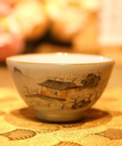Chén sứ cảnh đức vẽ tay cao cấp làm ly trà chủ cảnh hoa mùa đông đẹp 120ml.