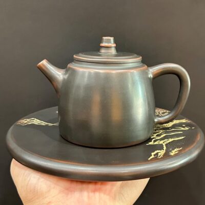 Ấm pha trà tử sa nê hưng hỏa biến thủ công dáng đức trung 250ml quần ẩm.