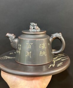 Ấm trà nê hưng hỏa biến đen dáng đức trung nghê tọa đỉnh đẹp pha trà ngon 270ml