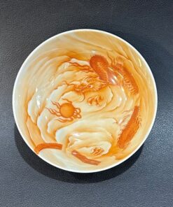 Chén sứ cảnh đức cao cấp phàn hồng thái vẽ tay rồng đẹp 100ml CS58