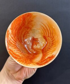 Chén sứ cảnh đức phấn thái cao cấp vẽ tay phượng hoàng 7 đuôi nung 3 lần lửa đẹp.