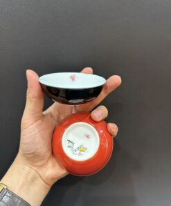 Chén sứ cảnh đức vẽ tay hoa đẹp làm ly uống trà dáng thấp 60ml CS62.