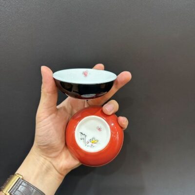 Chén sứ cảnh đức vẽ tay hoa đẹp làm ly uống trà dáng thấp 60ml CS62.