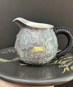 Chén tống bạc nguyên chất 999 làm chuyên rót trà đẹp gò tay thủ công tích an cư lạc nghiệp