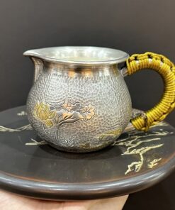 Chén tống bằng bạc làm chuyên rót trà cao cấp hoa sen 230ml CT85.