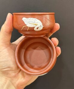 Chén tử sa cao cấp nguyên khoáng đất cũ hình hạc trắng đẹp 100ml làm ly chủ