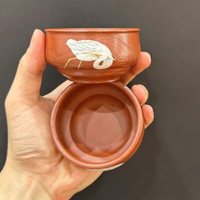 Chén tử sa cao cấp nguyên khoáng đất cũ hình hạc trắng đẹp 100ml làm ly chủ