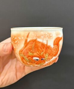 Ly trà chủ sứ cảnh đức cao cấp phấn thái vẽ tay kỳ lân đẹp 120ml CS53