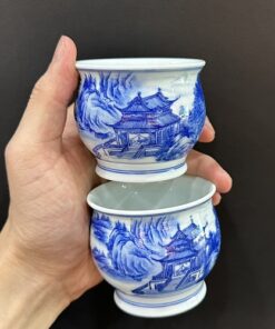 Ly trà sứ cảnh đức cao cấp thủ công dáng cao làm chén chủ uống trà ngon 110ml.