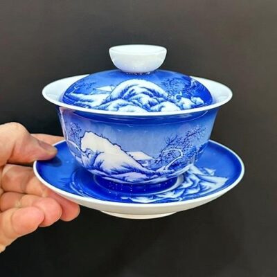 Tiềm trà sứ cảnh đức cao cấp vẽ tay mùa đông đẹp làm chén khải đẹp 230ml.