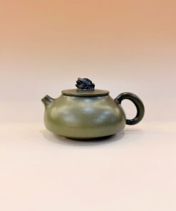 Ấm tử sa nê hưng hỏa biến xanh thủ công nắp hình cá 220ml AKC197