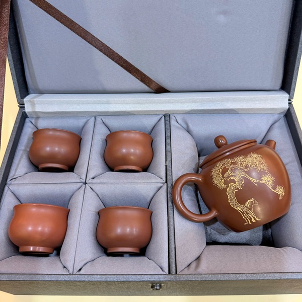 Bộ ấm chén pha trà cao cấp tử sa nê hưng thủ công có hộp đẹp AT87 - Ảnh 4