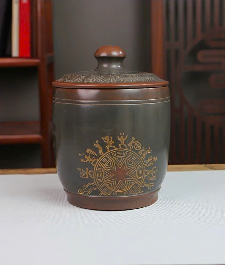 Hũ trà tử sa Nê Hưng Trống đồng 1,2L HT63 - Ảnh 2